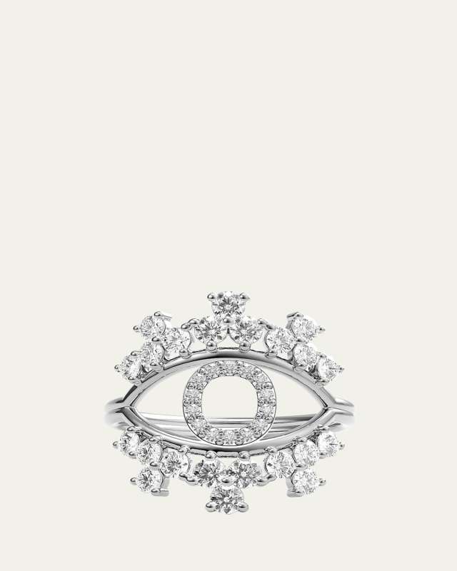 Sara 18K White Gold Diamond Ring, Letter O